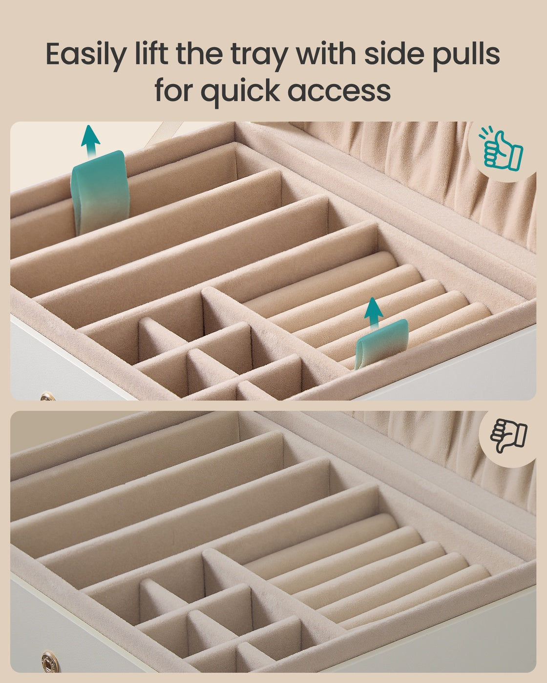 Jewellery Box Organiser - 3.7L - MDF - 2-Layer Storage