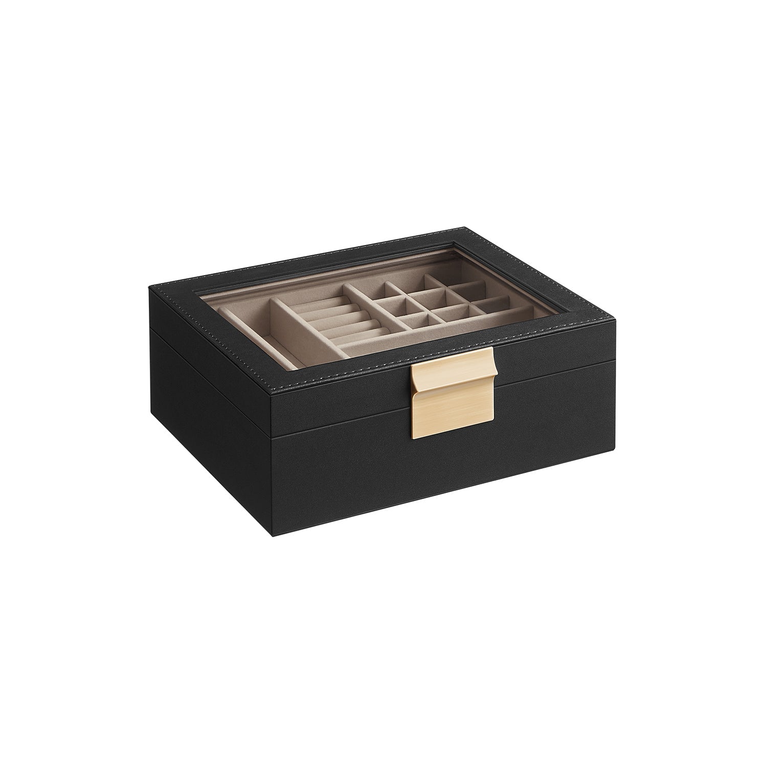 Jewellery Organiser - Wood - Graphite Black - 2-Layer with Removable Tray