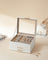 3-Layer Jewellery Box - Wood - White - Includes 2 Drawers and Glass Lid