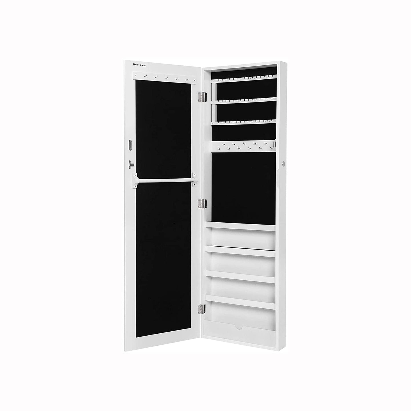 Jewelry Cabinet - MDF - White - Wall-Mounted and Lockable