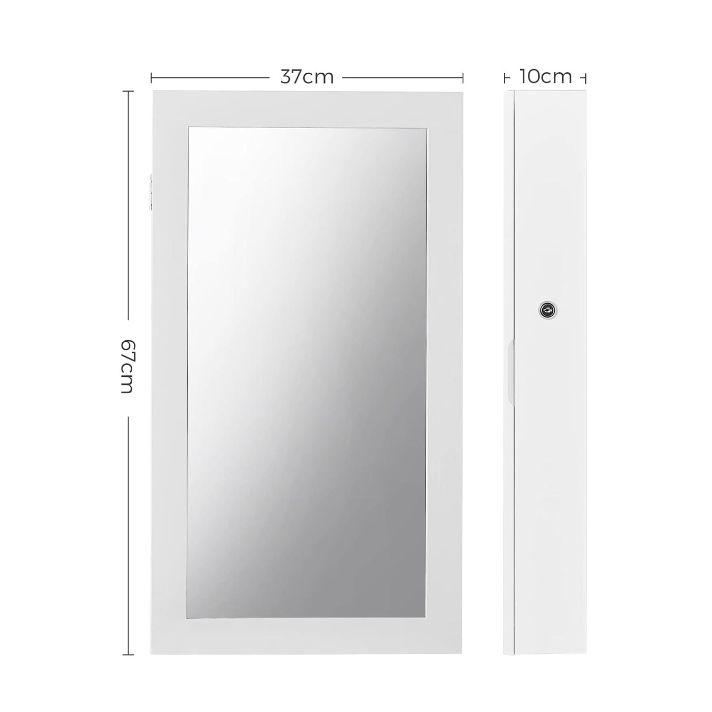 Lockable Jewellery Cabinet - Wood - White