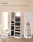 Jewellery Storage Organiser - Wood - Rustic Brown - 360° Swivel with Lockable Mirror and LED Lights