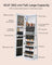 Jewellery Storage Organiser - Wood - Rustic Brown - 360° Swivel with Lockable Mirror and LED Lights