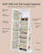 Jewellery Cabinet - Wood - Rustic Brown - Full-Length Mirror with 360° Swivel and LED Lighting