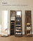 Rotating Jewelry Cabinet - MDF - Rustic Brown - Lockable Full-Length Mirror with 360° Swivel Storage and 6 LEDs