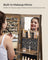 Rotating Jewelry Cabinet - MDF - Rustic Brown - Lockable Full-Length Mirror with 360° Swivel Storage and 6 LEDs