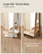 Rotating Jewelry Cabinet - MDF - Rustic Brown - Lockable Full-Length Mirror with 360° Swivel Storage and 6 LEDs