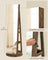 Rotating Jewelry Cabinet - MDF - Rustic Brown - Lockable Full-Length Mirror with 360° Swivel Storage and 6 LEDs