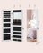 Jewellery Cabinet Organizer - Wood - White - Wall Mounted with LED Lights and Lockable Storage