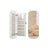 LED Mirror Jewellery Cabinet - MDF - White with Greige Lining - Lockable Wall/Door Mounted with Interior Mirror