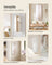LED Mirror Jewellery Cabinet - MDF - White with Greige Lining - Lockable Wall/Door Mounted with Interior Mirror