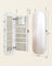 LED Mirror Jewellery Cabinet - MDF - White with Greige Lining - Lockable Wall/Door Mounted with Interior Mirror