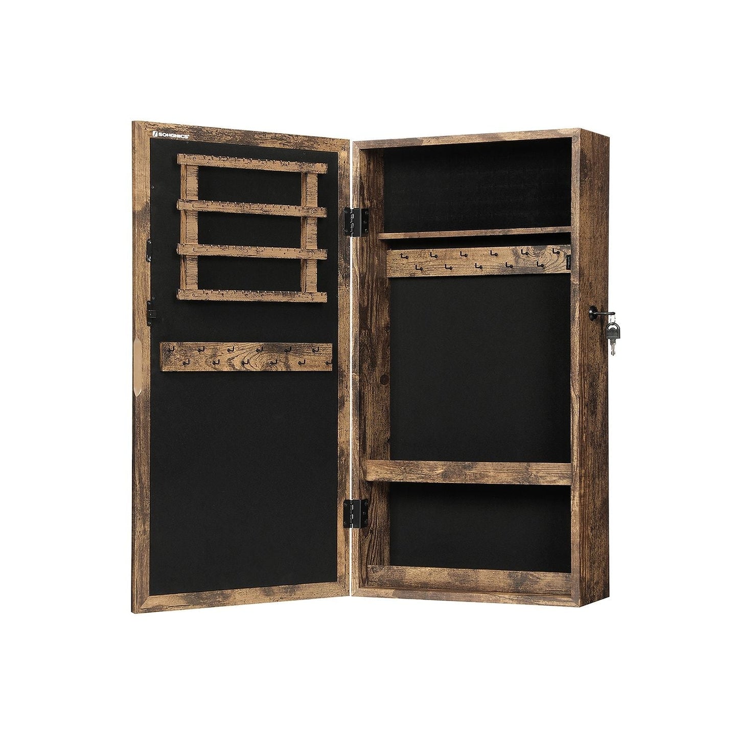 Wall-Mounted Jewellery Cabinet - White - Mirrored