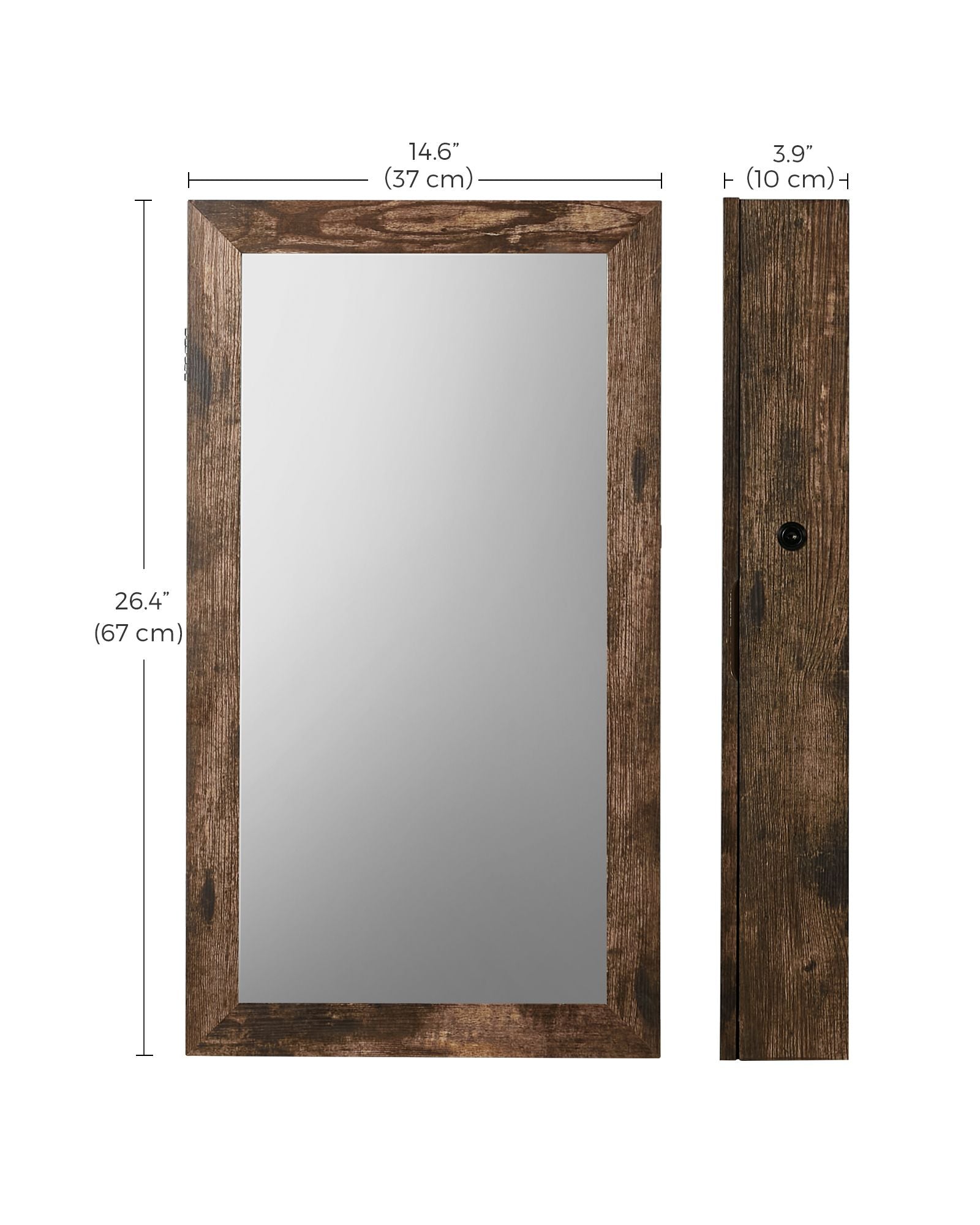 Wall-Mounted Jewellery Cabinet - White - Mirrored