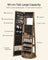 Jewellery Cabinet - Wood - White - 360° Swivel with Full-Length Mirror and Storage Shelf