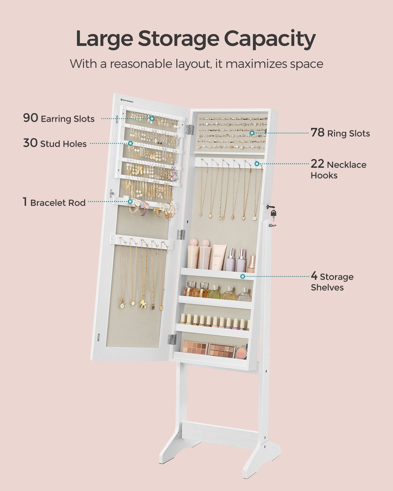 Jewelry Cabinet - Wood - Brown
