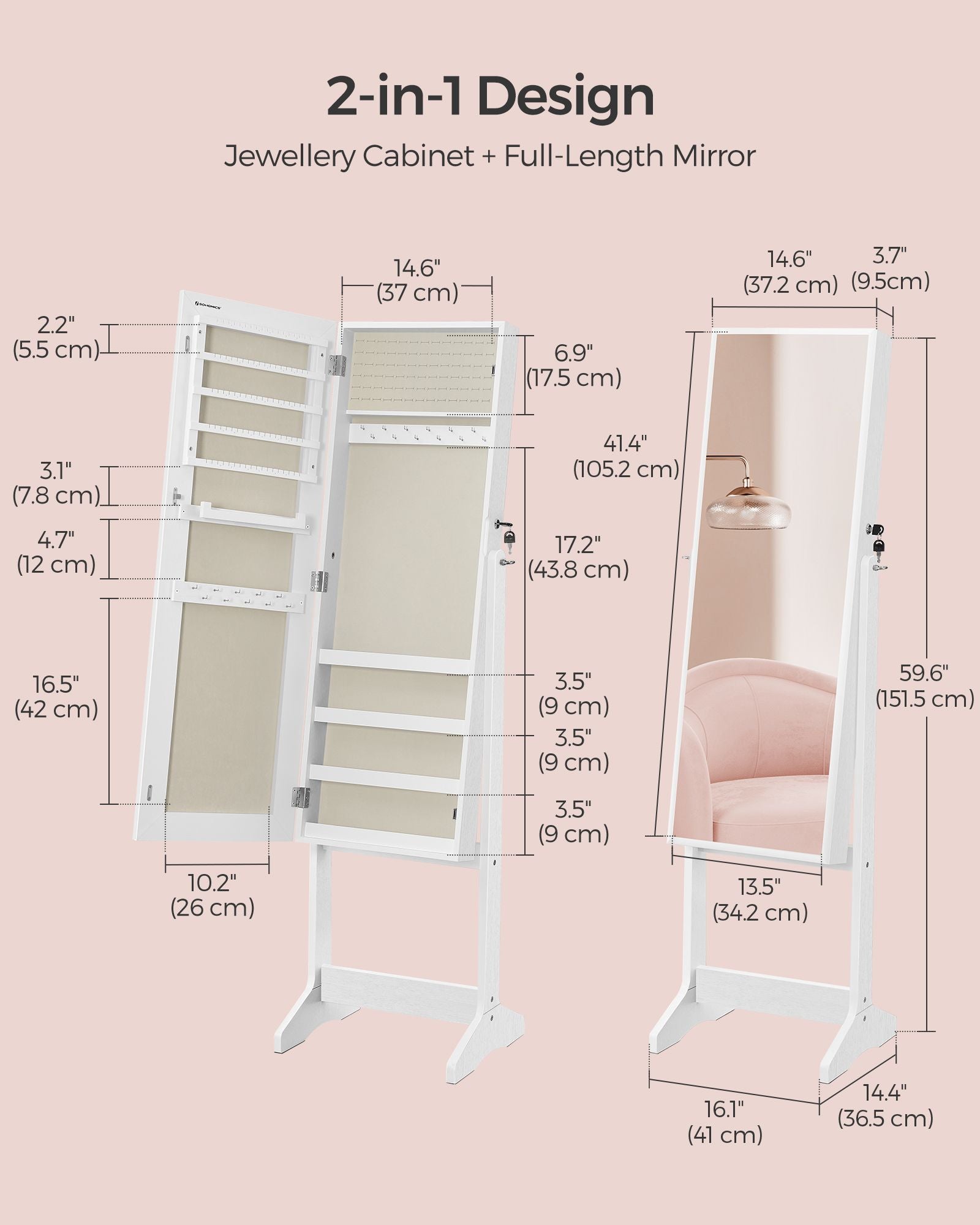 Jewelry Cabinet - Wood - Brown