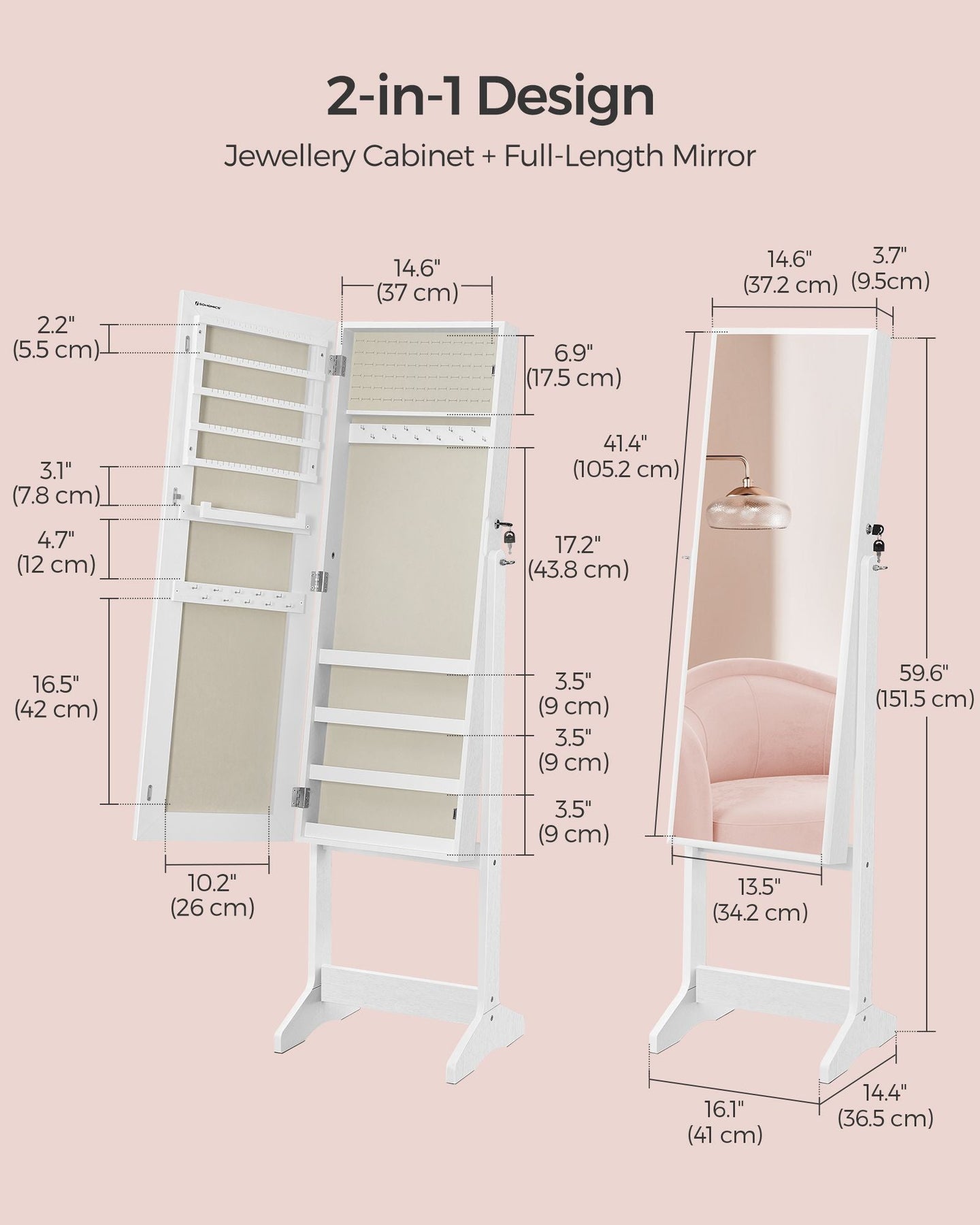 Jewelry Cabinet - Wood - Brown