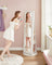 Jewellery Cabinet - Wood - White with Greyish Grain - 360° Swivel and Lockable with Full-Length Mirror