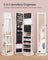 Jewellery Cabinet - Wood - White with Greyish Grain - 360° Swivel and Lockable with Full-Length Mirror