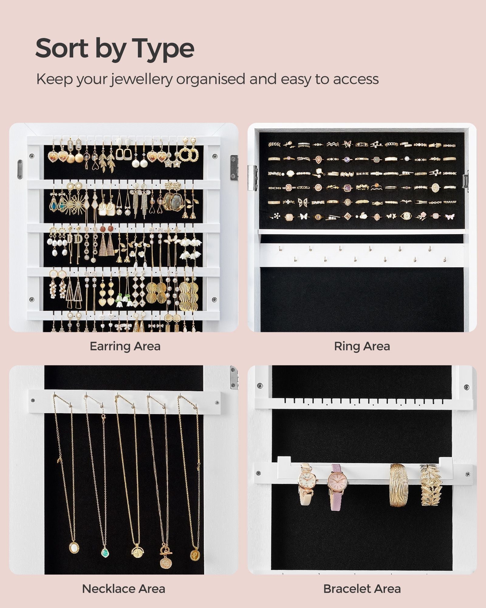 Full Length Mirror Jewelry Cabinet - Brown