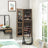 Jewelry Cabinet - Steel Frame - Rustic Brown and Black - Lockable with Mirror and Mesh Shelf