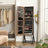 Jewelry Cabinet - Steel Frame - Rustic Brown and Black - Lockable with Mirror and Mesh Shelf