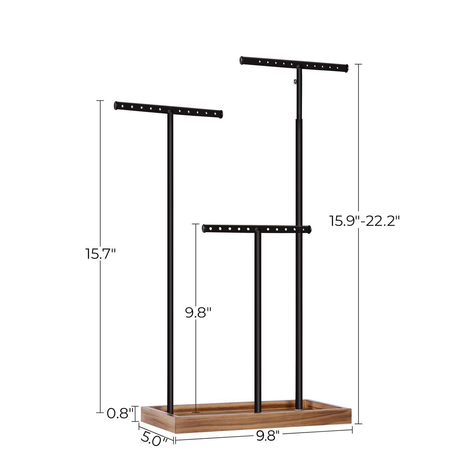 Jewellery Display Stand - Metal - Rustic Brown - Adjustable Height with T-Bars