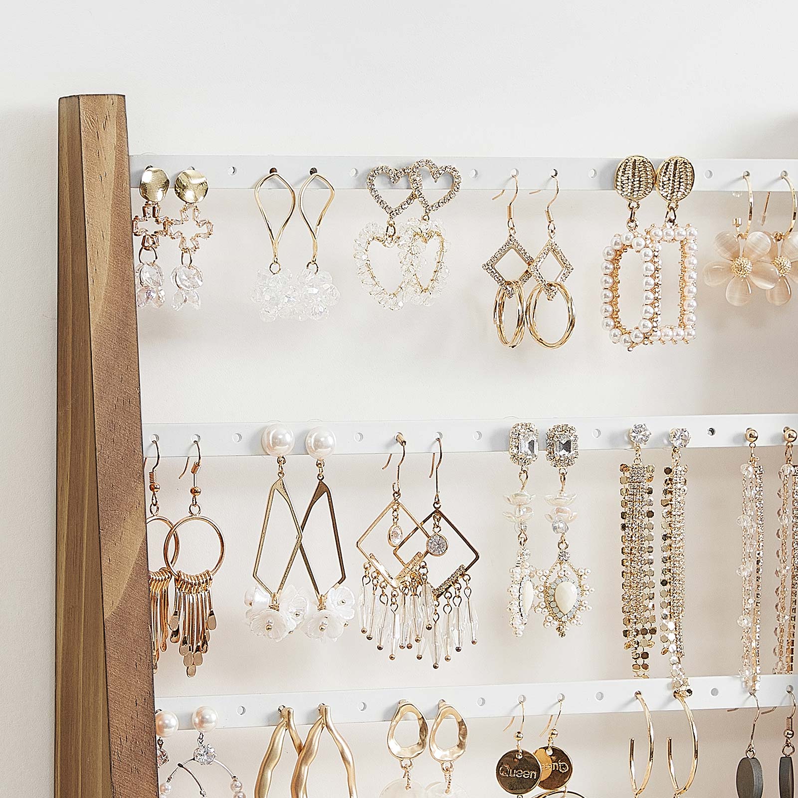 Wall-Mounted Jewellery Display Stand - Metal - Rustic Brown and White - Adjustable Angle