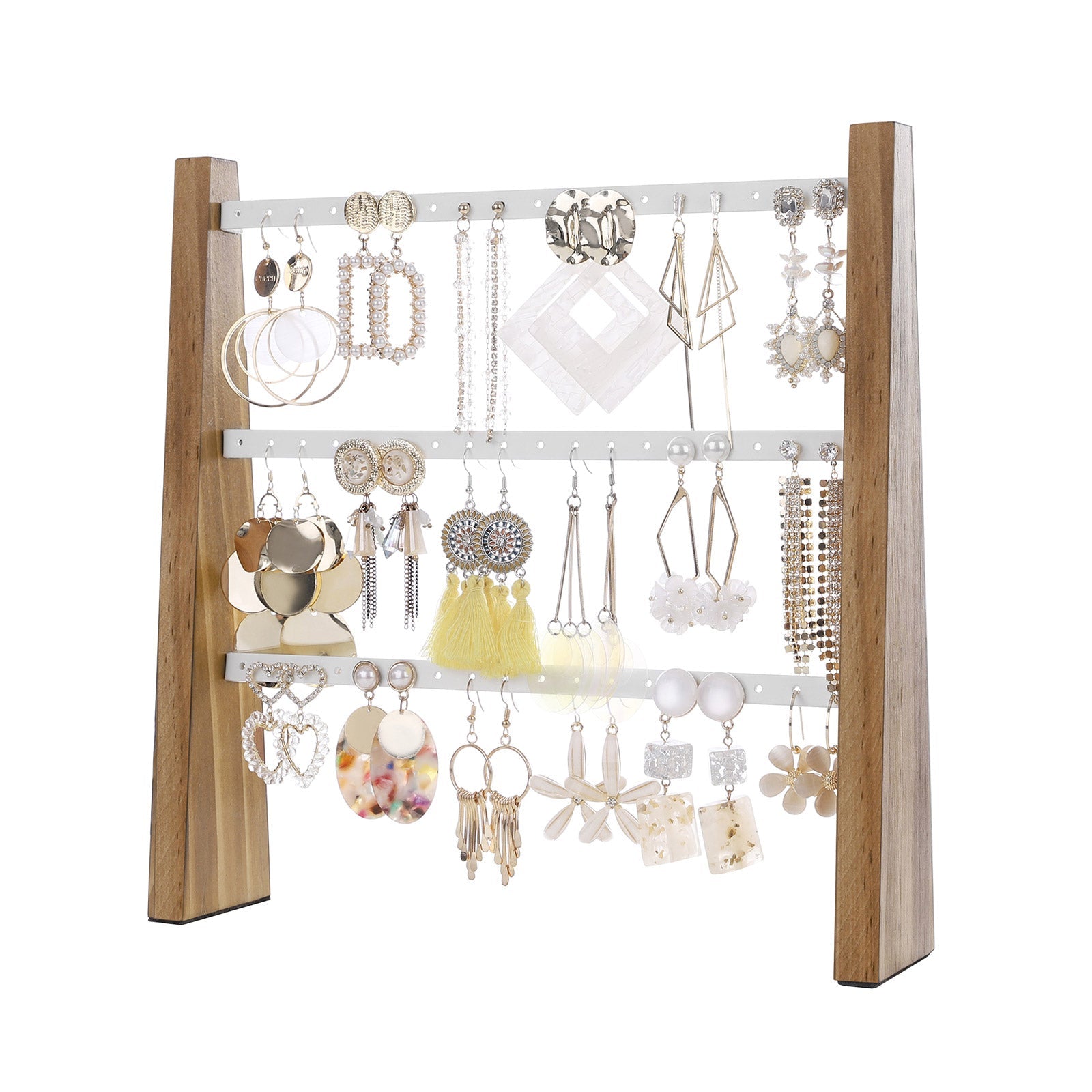 Wall-Mounted Jewellery Display Stand - Metal - Rustic Brown and White - Adjustable Angle