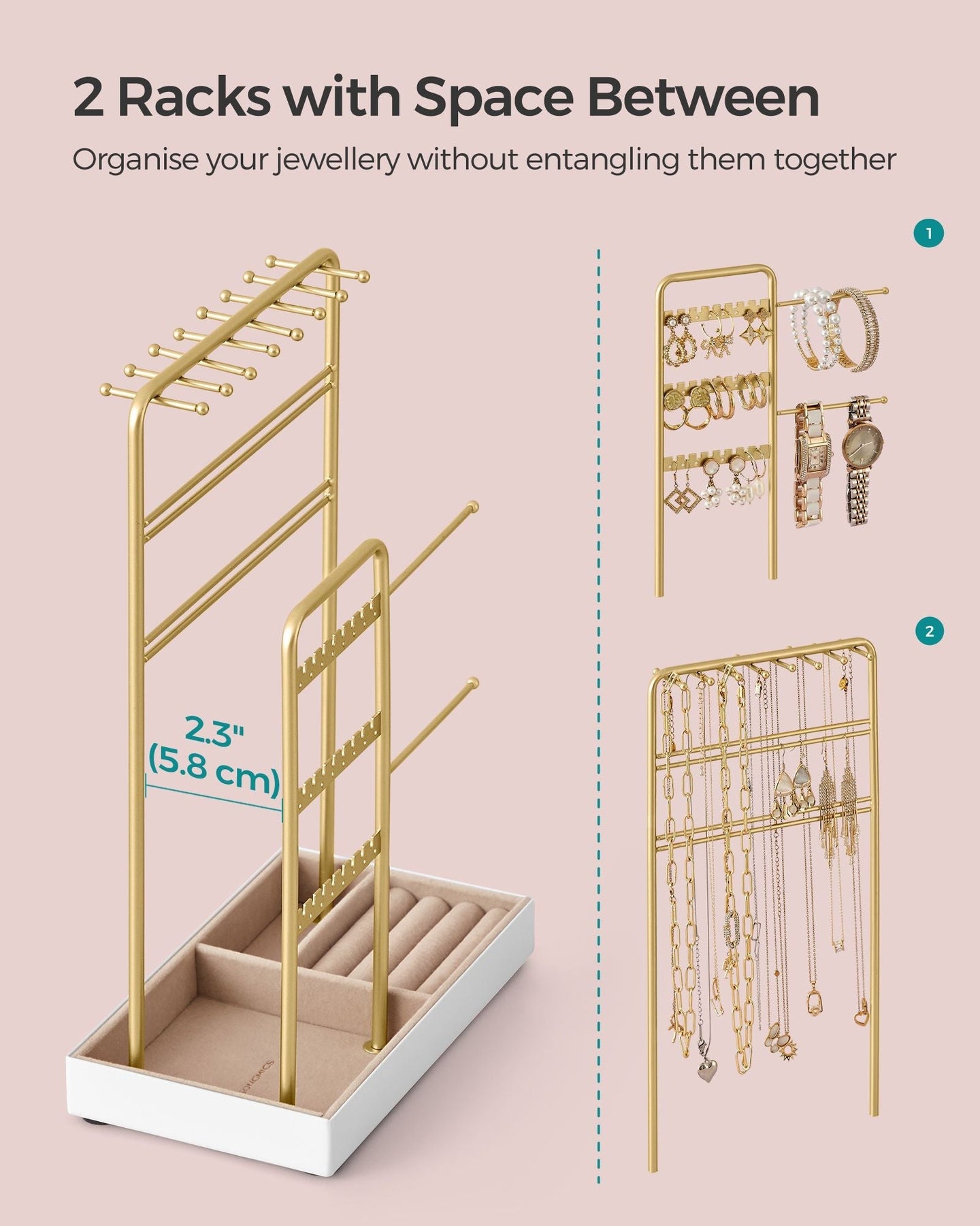 Jewellery Display Stand - Metal Frame - Gold - Earring