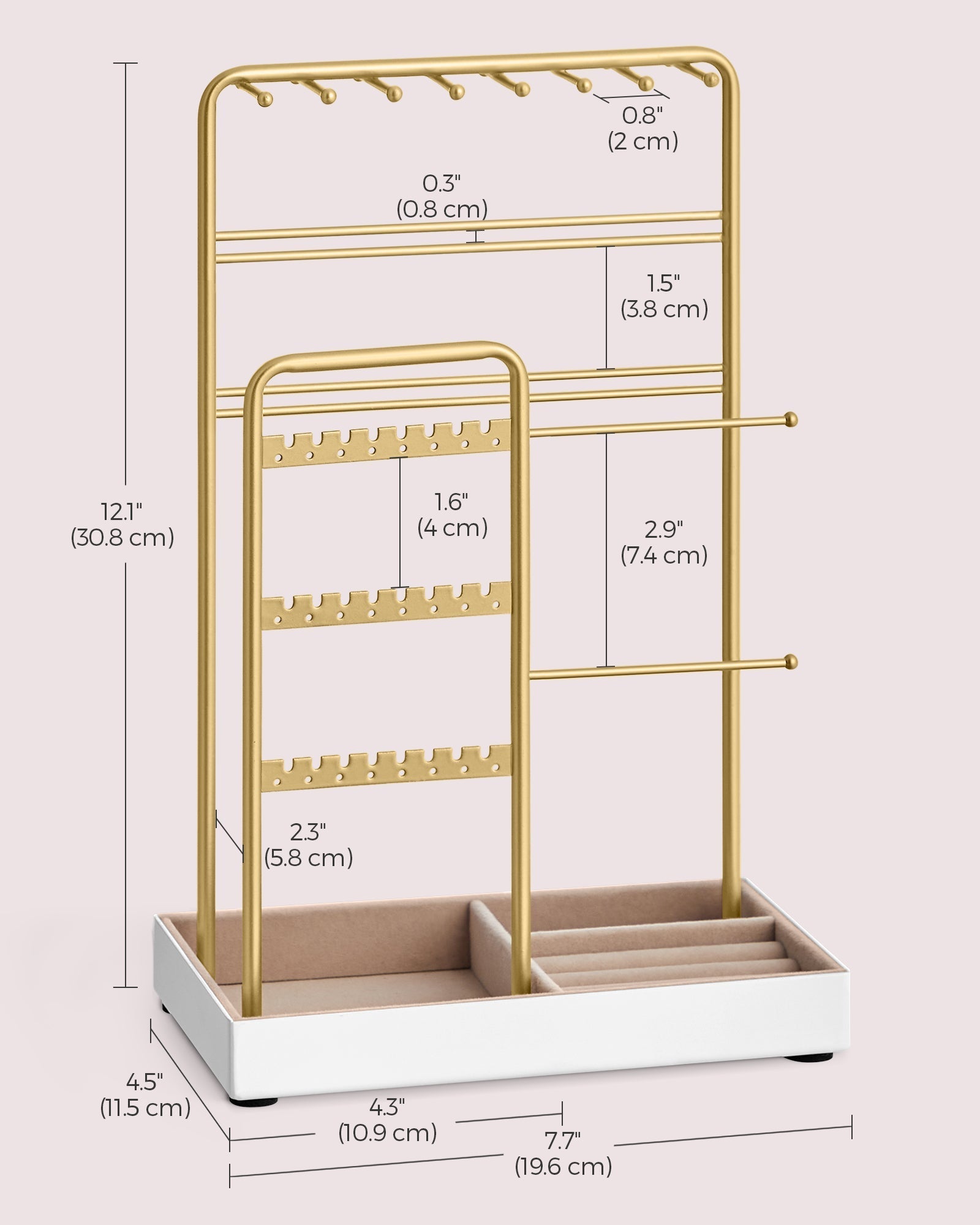Jewellery Display Stand - Metal Frame - Gold - Earring