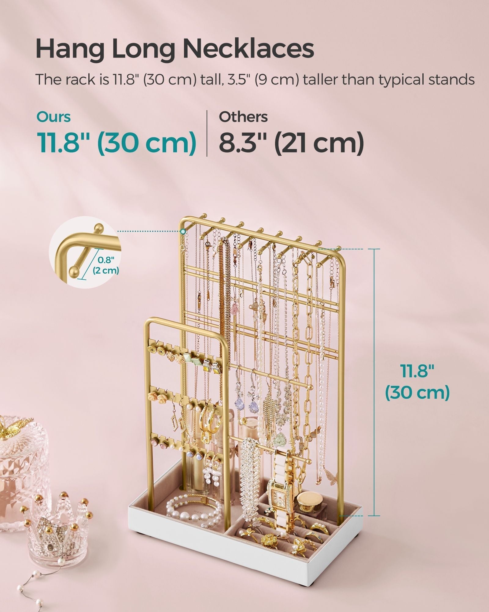 Jewellery Display Stand - Metal Frame - Gold - Earring