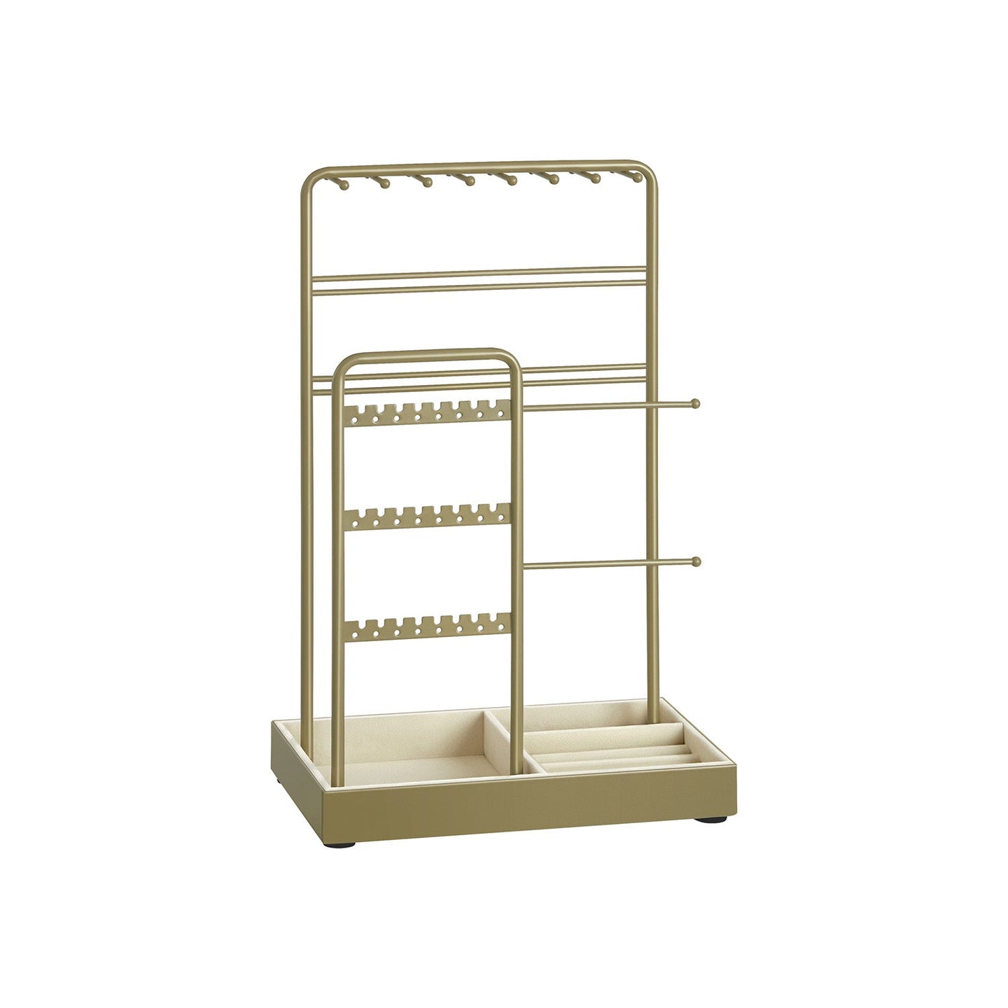 Jewellery Display Stand - Metal Frame - Laurel Green - Velvet Tray and Organiser for Earrings