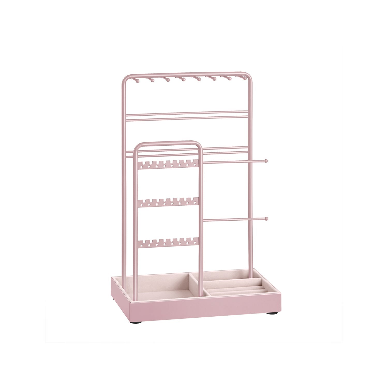 Jewellery Display Stand - Metal Frame - Jelly Pink - Velvet Tray and Multi-Holder Design