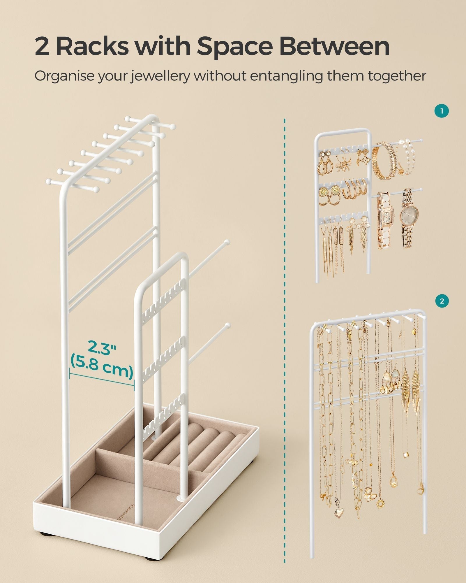 Jewellery Stand - Metal Frame - Black - Multi-Functional Organiser and Display for Earrings
