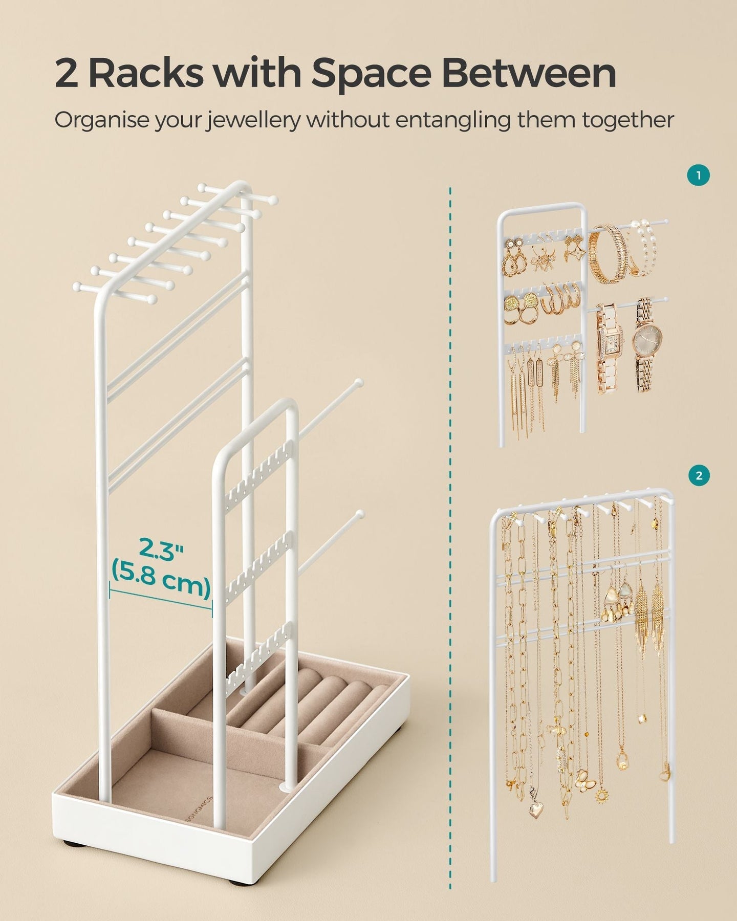 Jewellery Stand - Metal Frame - Black - Multi-Functional Organiser and Display for Earrings