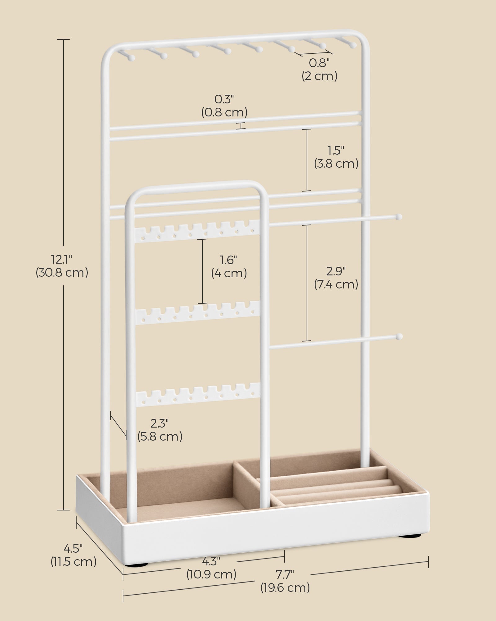 Jewellery Stand - Metal Frame - Black - Multi-Functional Organiser and Display for Earrings