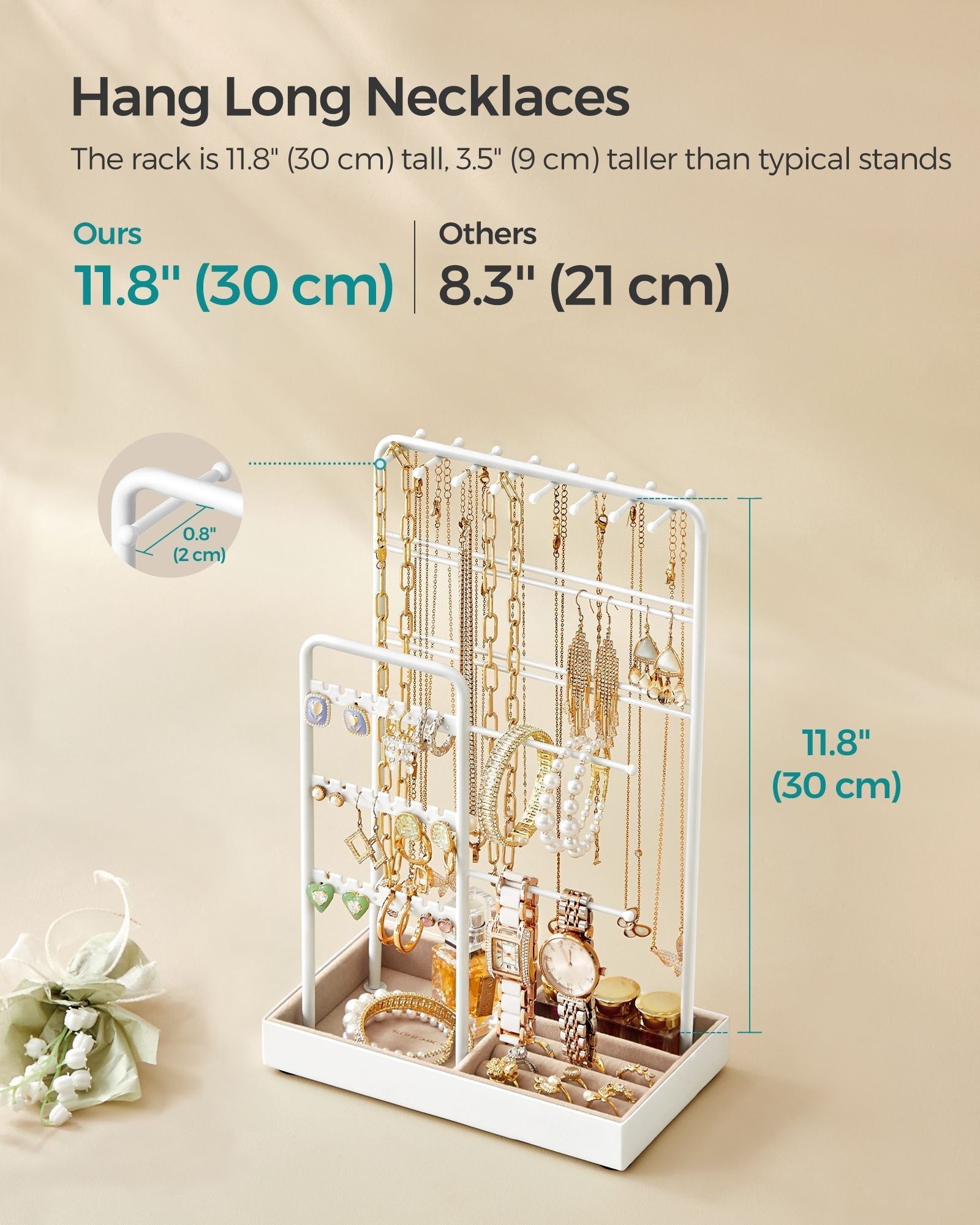 Jewellery Stand - Metal Frame - Black - Multi-Functional Organiser and Display for Earrings