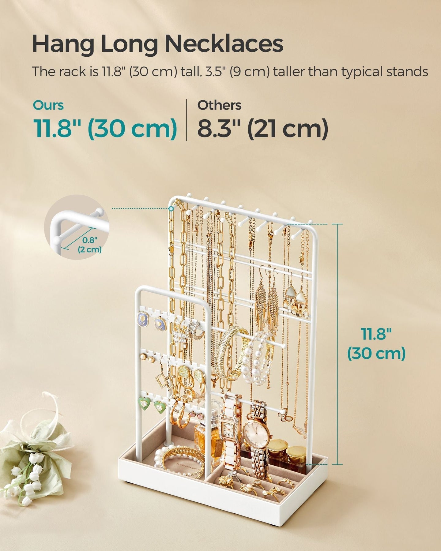 Jewellery Stand - Metal Frame - Black - Multi-Functional Organiser and Display for Earrings