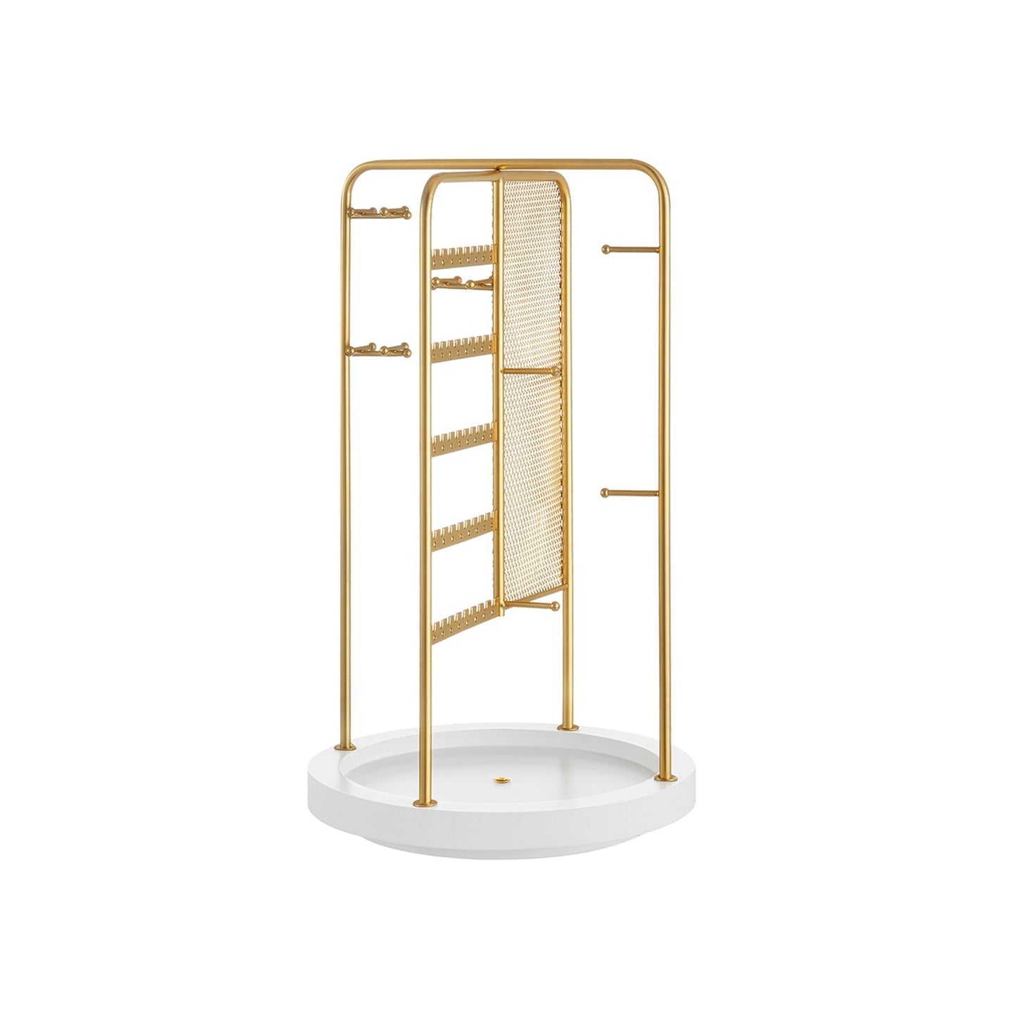 Rotating Jewellery Stand - Metal - Champagne Gold - 4 Independent Sections with Bottom Tray