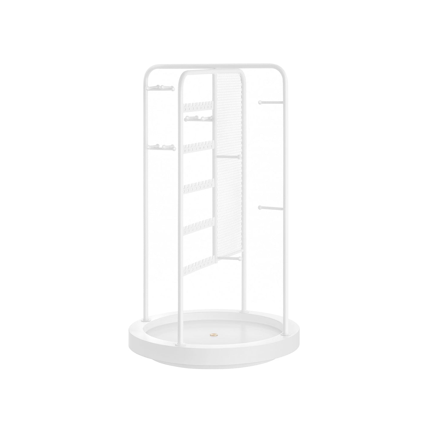 Rotating Jewellery Stand - Metal - Cloud White - 4 Independent Sections with Bottom Tray