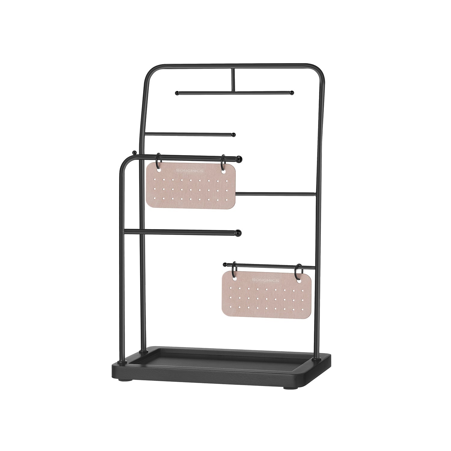 Jewellery Stand - Metal - Ink Black - 6 Hanging Rods and 2 Earring Boards