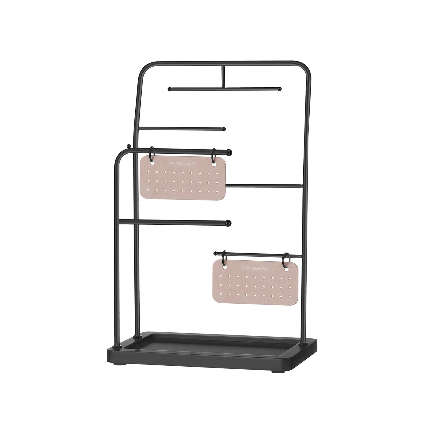 Jewellery Stand - Metal - Ink Black - 6 Hanging Rods and 2 Earring Boards