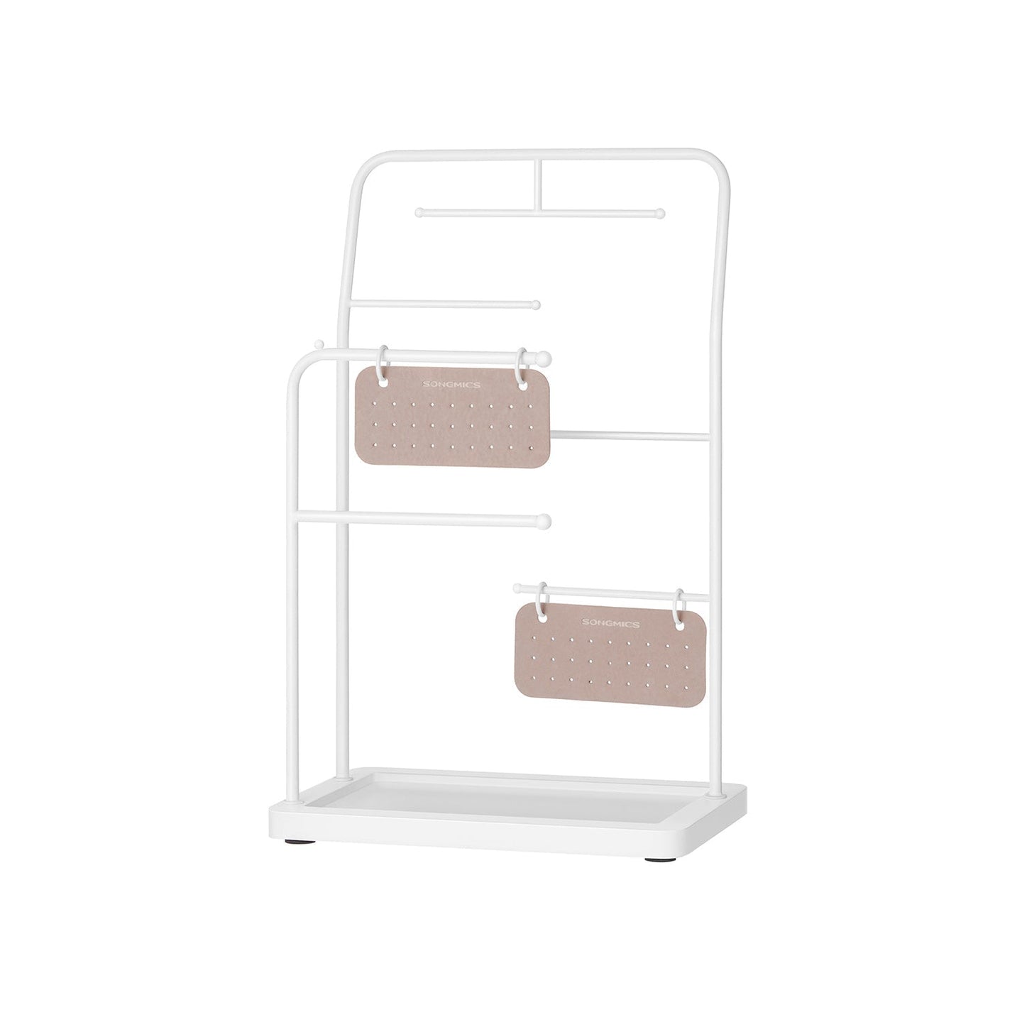 Jewellery Stand - Metal - Cloud White - 6 Hanging Rods and 2 Earring Boards