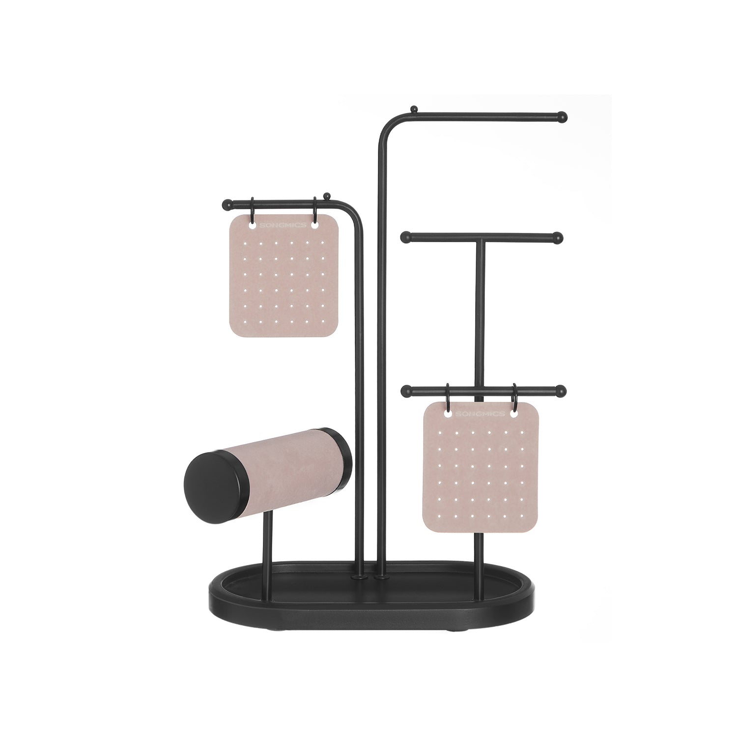 Jewellery Stand - Metal - Ink Black - 4 Hanging Rods with Earring Boards