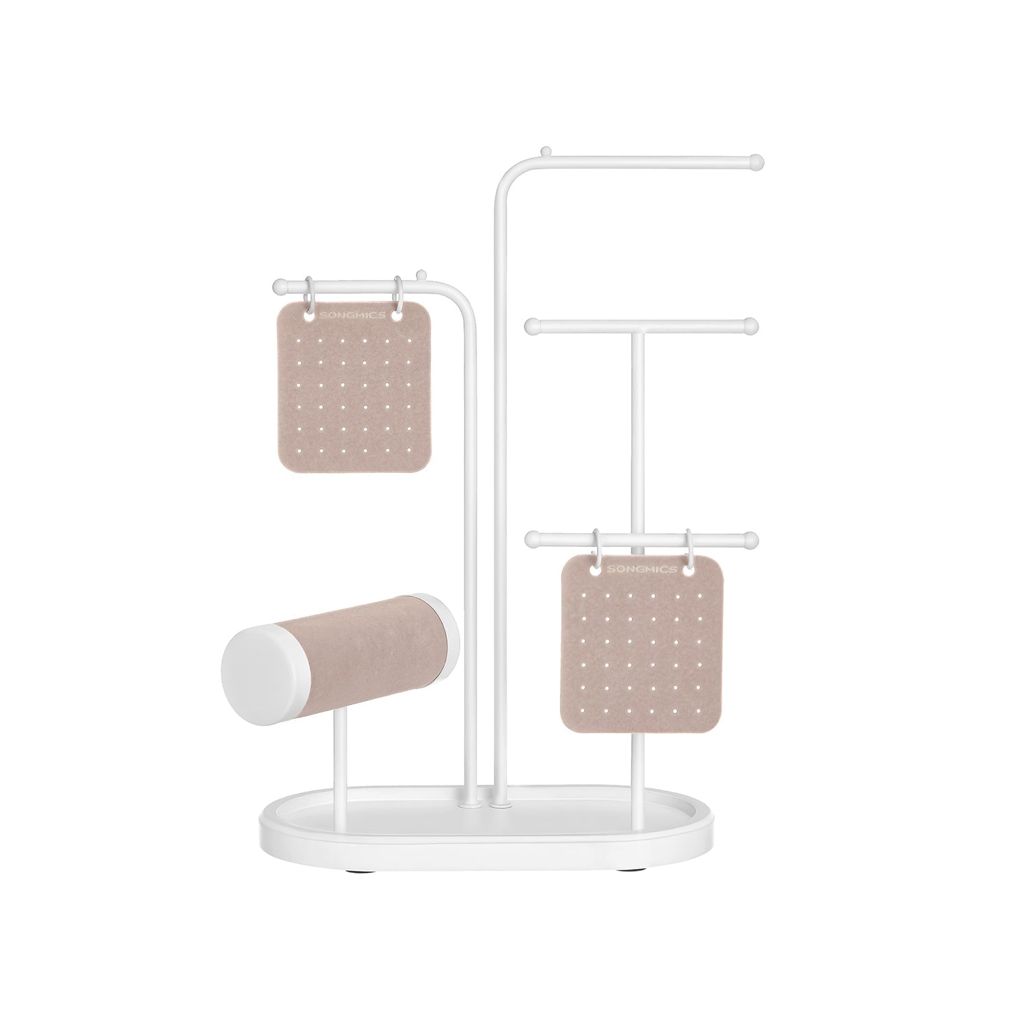 Jewellery Stand - Metal - Cloud White - 4 Hanging Rods and 2 Earring Boards