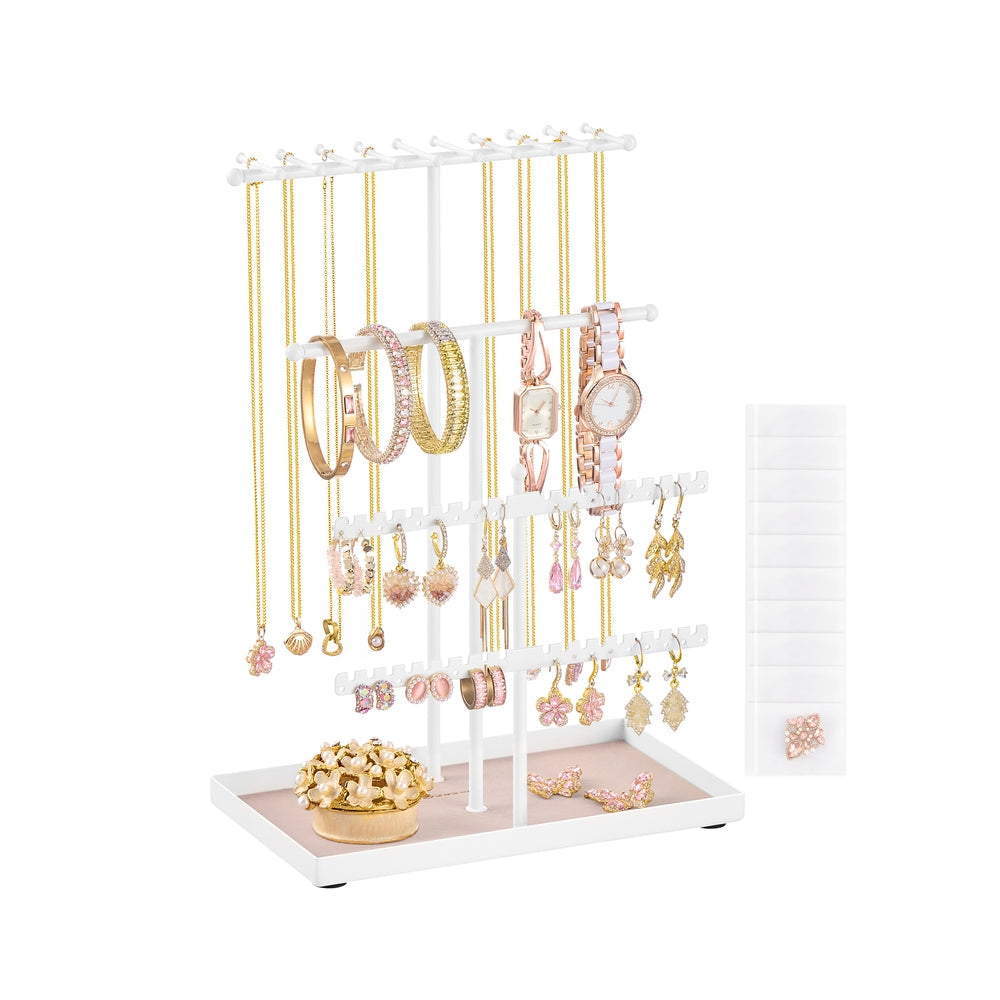 Jewellery Stand - Metal Frame - Matte White - Versatile Organiser for Necklaces
