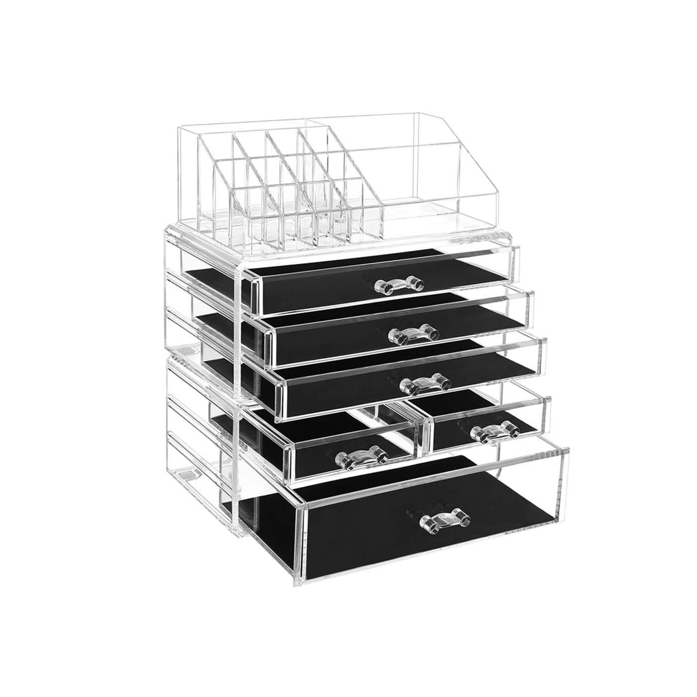 Stackable Makeup Organiser - 6 Drawer Design - Clear Acrylic - Large