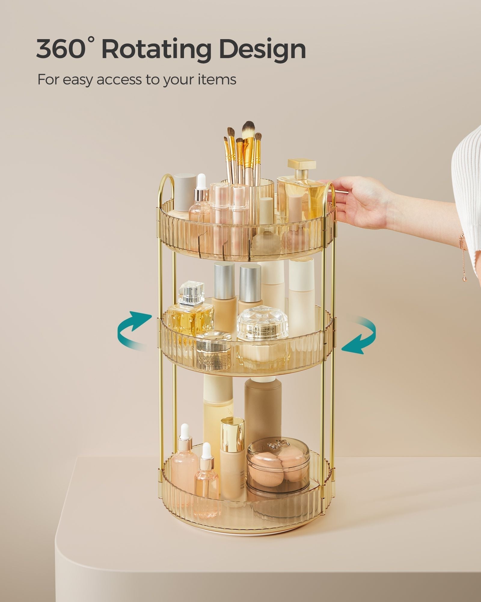 Rotating Makeup Organiser - Plastic - Round